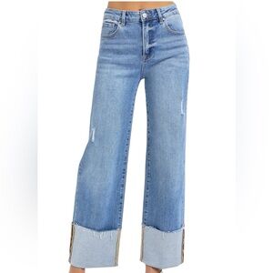 198. Women's High-Rise Medium Wash Ankle Wide Cuff Jean NWT